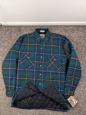 NWT Vintage Bay Area Traders Jacket Flannel Quilted Insulated Plaid Mens Medium
